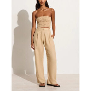 Faithfull The Brand El Toro Tan Linen Pants Size S